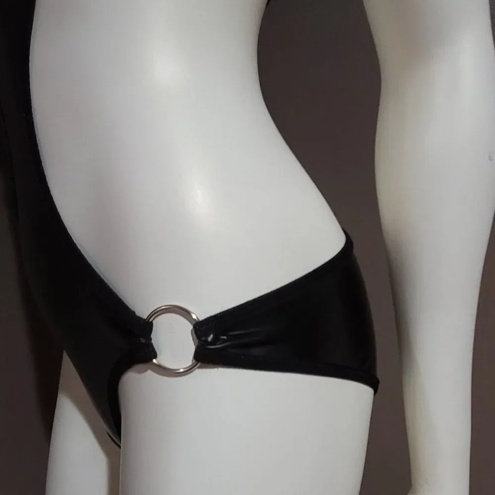 Vegan Leather Cut Out Bodysuit Lingerie - Picture 8 of 9